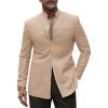 imageRuncati Mens Casual Suit Blazer Jacket Mandarin Collar Single Breasted Sport Coat Business Dress CoatKhaki