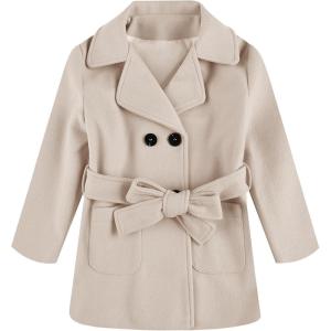 imageRuncati Baby Kids Boys Girls Classic Wool Blend Coat Winter Double Breasted Trench Coat Outwear Pea Coat Jacket with BeltBeige