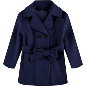 imageRuncati Baby Kids Boys Girls Classic Wool Blend Coat Winter Double Breasted Trench Coat Outwear Pea Coat Jacket with BeltNavy