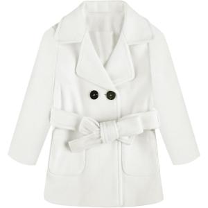 imageRuncati Baby Kids Boys Girls Classic Wool Blend Coat Winter Double Breasted Trench Coat Outwear Pea Coat Jacket with BeltWhite