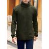 imageMens Sweaters Turtleneck Cable Knitted Pullover Long Sleeve Slim Fit Chunky Casual Fall Winter Warm CardigansArmy Green