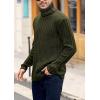 imageMens Sweaters Turtleneck Cable Knitted Pullover Long Sleeve Slim Fit Chunky Casual Fall Winter Warm CardigansArmy Green