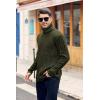 imageMens Sweaters Turtleneck Cable Knitted Pullover Long Sleeve Slim Fit Chunky Casual Fall Winter Warm CardigansArmy Green