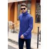 imageMens Sweaters Turtleneck Cable Knitted Pullover Long Sleeve Slim Fit Chunky Casual Fall Winter Warm CardigansBlue