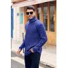 imageMens Sweaters Turtleneck Cable Knitted Pullover Long Sleeve Slim Fit Chunky Casual Fall Winter Warm CardigansBlue