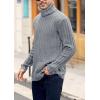imageMens Sweaters Turtleneck Cable Knitted Pullover Long Sleeve Slim Fit Chunky Casual Fall Winter Warm CardigansDark Gray