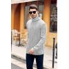 imageMens Sweaters Turtleneck Cable Knitted Pullover Long Sleeve Slim Fit Chunky Casual Fall Winter Warm CardigansWhite