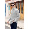 imageMens Sweaters Turtleneck Cable Knitted Pullover Long Sleeve Slim Fit Chunky Casual Fall Winter Warm CardigansWhite