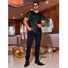 imageRuncati Mens 70s Metallic Shirts Short Sleeve V Neck Gold TShirt Disco Party Club Tee Tops