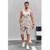 imageRuncati Mens Casual Bib Overall Shorts Lightweight Cotton Loose Fit Denim Jumpersuit Walkshort Pockets RompersBeige