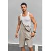 imageRuncati Mens Casual Bib Overall Shorts Lightweight Cotton Loose Fit Denim Jumpersuit Walkshort Pockets RompersBeige