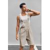 imageRuncati Mens Casual Bib Overall Shorts Lightweight Cotton Loose Fit Denim Jumpersuit Walkshort Pockets RompersBeige