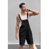 imageRuncati Mens Casual Bib Overall Shorts Lightweight Cotton Loose Fit Denim Jumpersuit Walkshort Pockets RompersBlack