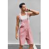 imageRuncati Mens Casual Bib Overall Shorts Lightweight Cotton Loose Fit Denim Jumpersuit Walkshort Pockets RompersPink