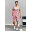 imageRuncati Mens Casual Bib Overall Shorts Lightweight Cotton Loose Fit Denim Jumpersuit Walkshort Pockets RompersPink