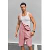 imageRuncati Mens Casual Bib Overall Shorts Lightweight Cotton Loose Fit Denim Jumpersuit Walkshort Pockets RompersPink