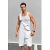 imageRuncati Mens Casual Bib Overall Shorts Lightweight Cotton Loose Fit Denim Jumpersuit Walkshort Pockets RompersWhite