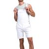 imageRuncati Mens Casual Bib Overall Shorts Lightweight Cotton Loose Fit Denim Jumpersuit Walkshort Pockets RompersWhite