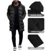imageRuncati Mens Hooded Puffer Coat Long Warm Winter Jacket Thicken Padded with HoodBlack