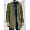 imageRuncati Mens Mid Long Trench Coat Winter Double Breasted Pea Coat Casual Business Warm OvercoatArmy Green