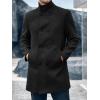 imageRuncati Mens Mid Long Trench Coat Winter Double Breasted Pea Coat Casual Business Warm OvercoatBlack