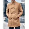 imageRuncati Mens Mid Long Trench Coat Winter Double Breasted Pea Coat Casual Business Warm OvercoatKhaki