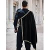 imageRuncati Mens Renaissance Shawl Half Shoulder Cape Medieval Samurai Cloak LARP Warrior Ren Faire Halloween CostumeBlack