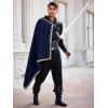 imageRuncati Mens Renaissance Shawl Half Shoulder Cape Medieval Samurai Cloak LARP Warrior Ren Faire Halloween CostumeNavy Blue