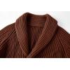 imageRuncati Mens Shawl Collar Cardigan Sweaters Button Down Open Front Knitwear Cable Knitted Ribbed Jackets OutwearBrown