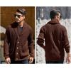imageRuncati Mens Shawl Collar Cardigan Sweaters Button Down Open Front Knitwear Cable Knitted Ribbed Jackets OutwearBrown