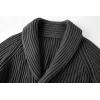imageRuncati Mens Shawl Collar Cardigan Sweaters Button Down Open Front Knitwear Cable Knitted Ribbed Jackets OutwearDark Grey
