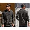 imageRuncati Mens Shawl Collar Cardigan Sweaters Button Down Open Front Knitwear Cable Knitted Ribbed Jackets OutwearDark Grey