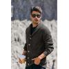 imageRuncati Mens Shawl Collar Cardigan Sweaters Button Down Open Front Knitwear Cable Knitted Ribbed Jackets OutwearDark Grey