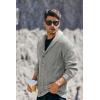 imageRuncati Mens Shawl Collar Cardigan Sweaters Button Down Open Front Knitwear Cable Knitted Ribbed Jackets OutwearGray