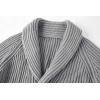 imageRuncati Mens Shawl Collar Cardigan Sweaters Button Down Open Front Knitwear Cable Knitted Ribbed Jackets OutwearGray