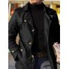 imageRuncati Mens Trench Coat Single Breasted Mid Length Slim Fit Notch Lapel Windbreaker JacketsBlack