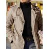 imageRuncati Mens Trench Coat Single Breasted Mid Length Slim Fit Notch Lapel Windbreaker JacketsKhaki