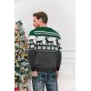 imageRuncati Mens Ugly Christmas Sweater Pullover Long Sleeve Reindeer Snowflake Soft Knitted SweatersGreen