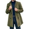 imageRuncati Mens Mid Long Trench Coat Winter Double Breasted Pea Coat Casual Business Warm OvercoatArmy Green