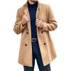 imageRuncati Mens Mid Long Trench Coat Winter Double Breasted Pea Coat Casual Business Warm OvercoatKhaki