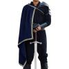 imageRuncati Mens Renaissance Shawl Half Shoulder Cape Medieval Samurai Cloak LARP Warrior Ren Faire Halloween CostumeNavy Blue