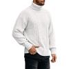imageRuncati Mens Turtleneck Sweater Cable Knitted Pullover Slim Fit Long Sleeve Chunky Casual Winter Thermal Twisted SweatersWhite