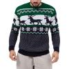 imageRuncati Mens Ugly Christmas Sweater Pullover Long Sleeve Reindeer Snowflake Soft Knitted SweatersGreen