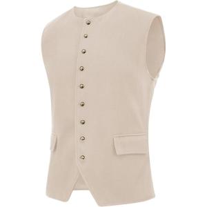 imageRuncati Mens Colonial Vest Renaissance Medieval Viking Costume Gothic Steampunk Halloween Retro WaistcoatApricot