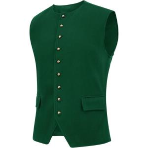 imageRuncati Mens Colonial Vest Renaissance Medieval Viking Costume Gothic Steampunk Halloween Retro WaistcoatGreen