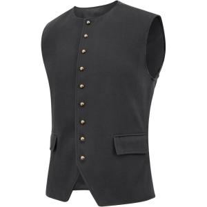 imageRuncati Mens Colonial Vest Renaissance Medieval Viking Costume Gothic Steampunk Halloween Retro WaistcoatGrey
