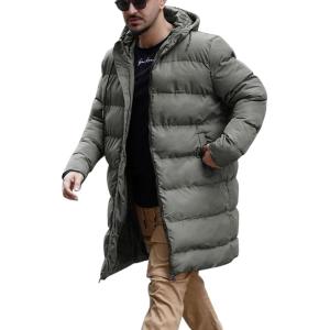 imageRuncati Mens Hooded Puffer Coat Long Warm Winter Jacket Thicken Padded with HoodGray