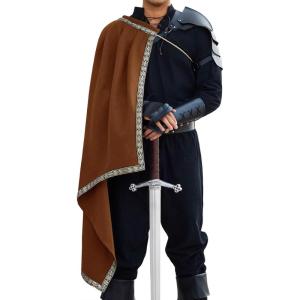 imageRuncati Mens Renaissance Shawl Half Shoulder Cape Medieval Samurai Cloak LARP Warrior Ren Faire Halloween CostumeCoffee