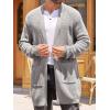 imageRuncati Mens Cardigan Sweater Casual Cable Knit V Neck Open Front Ribbed Long Winter SweatersGray