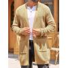 imageRuncati Mens Cardigan Sweater Casual Cable Knit V Neck Open Front Ribbed Long Winter SweatersKhaki